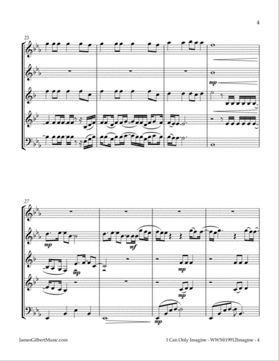 I Can Only Imagine Woodwind Quintet scores gallery preview page 5