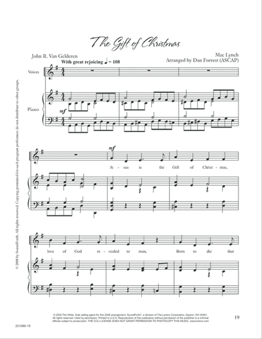The Gift of Christmas Unison Choir scores gallery preview page 19