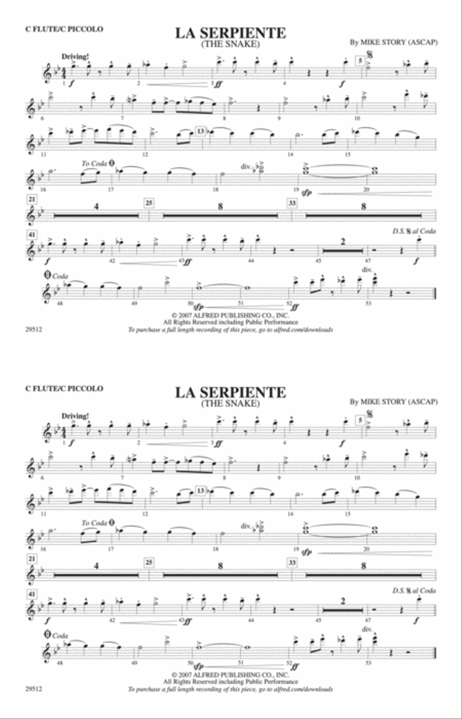 La Serpiente (The Snake): Flute Marching Band scores gallery preview page 1