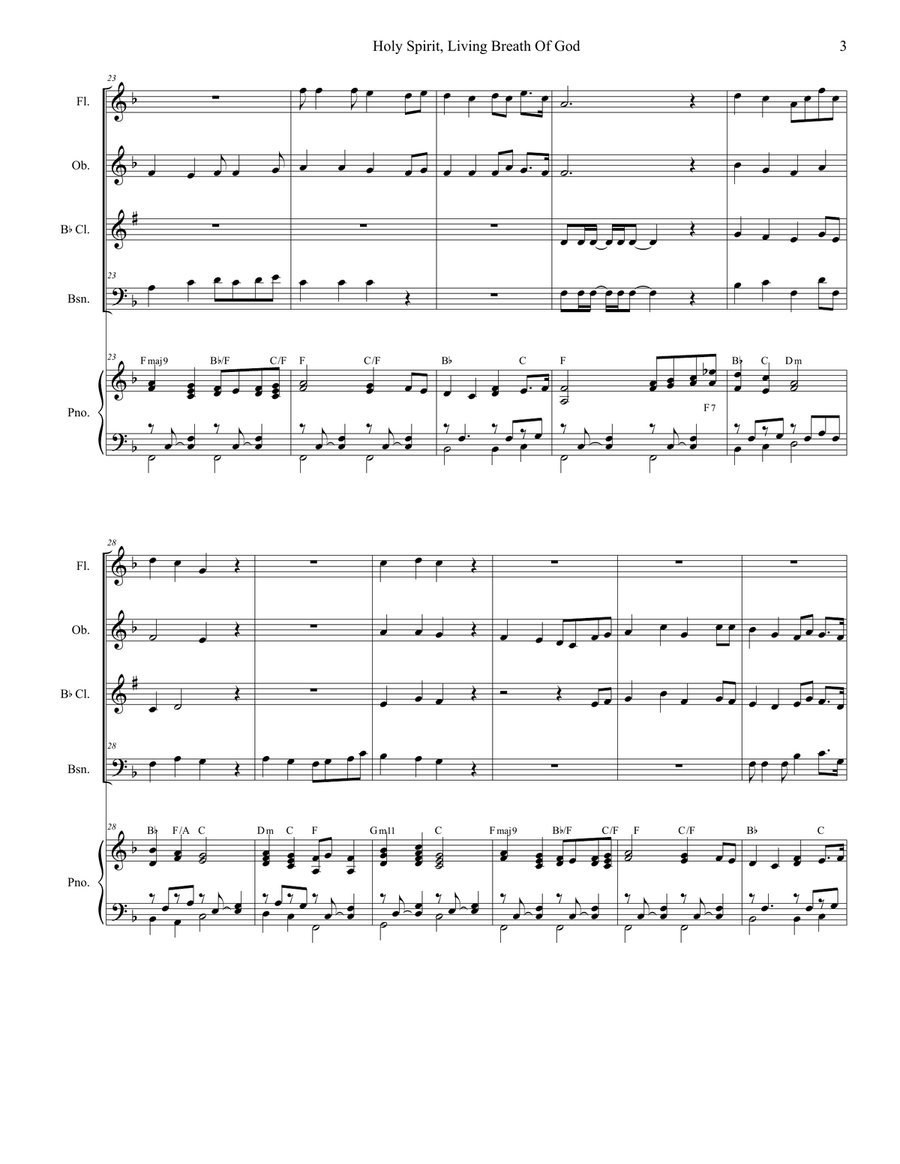 Holy Spirit, Living Breath Of God Woodwind Quartet scores gallery preview page 3