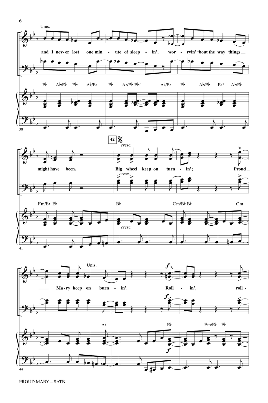 Proud Mary (arr. Kirby Shaw) 4-Part scores gallery preview page 5