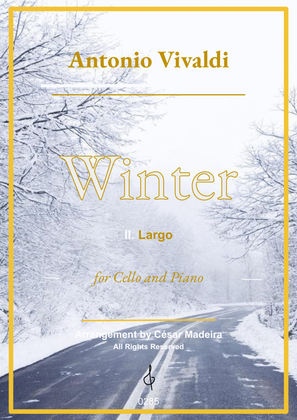 Book cover for Winter by Vivaldi - Cello and Piano - II. Largo (Full Score and Parts)