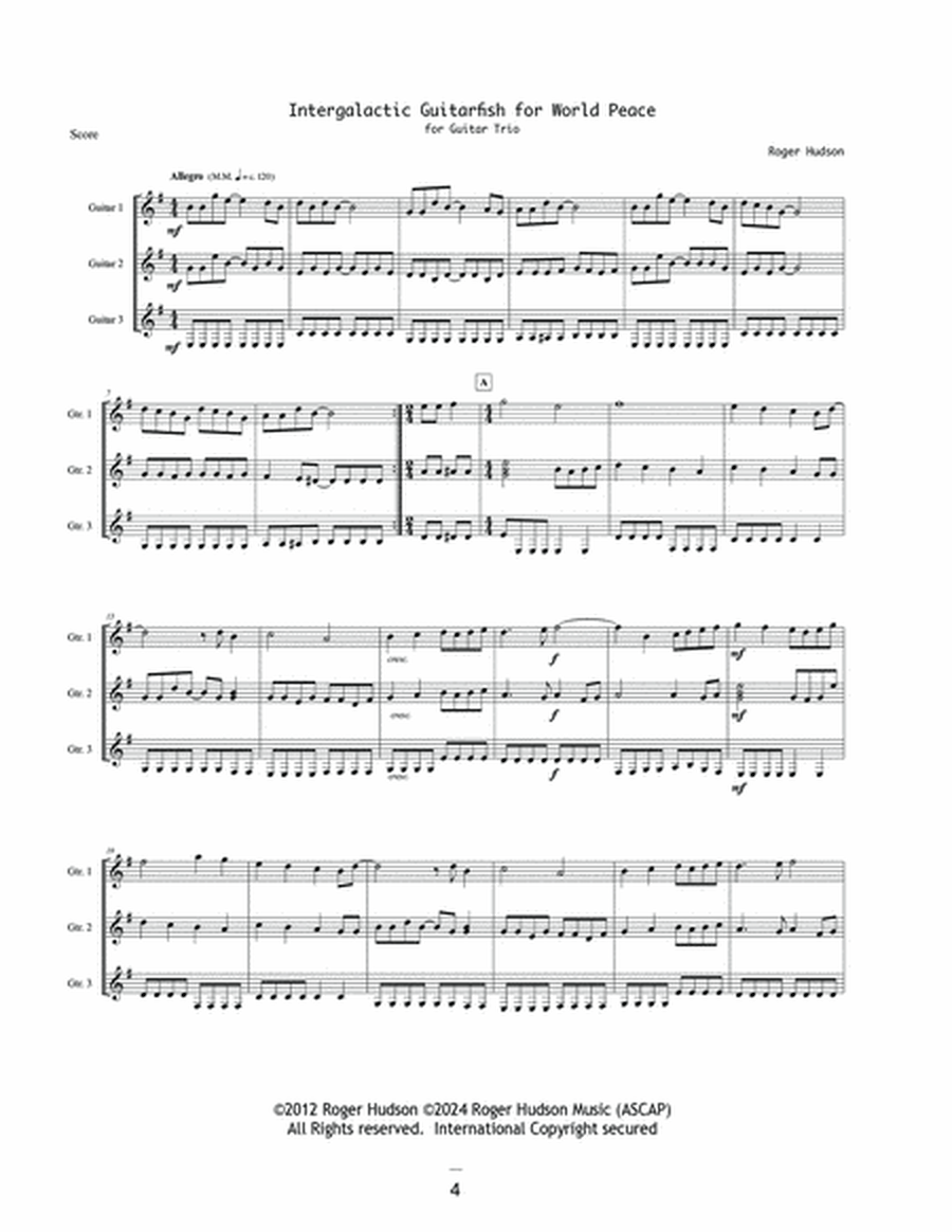 Intergalactic Guitarfish for World Peace (Guitar Trio) - Score and Parts image number null