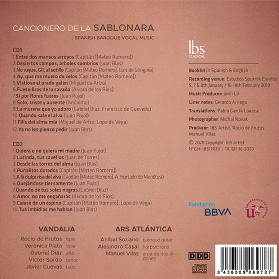 Vandalia & Ars Atlantica: Cancionero Sablonara - Spanish Baroque Vocal Music