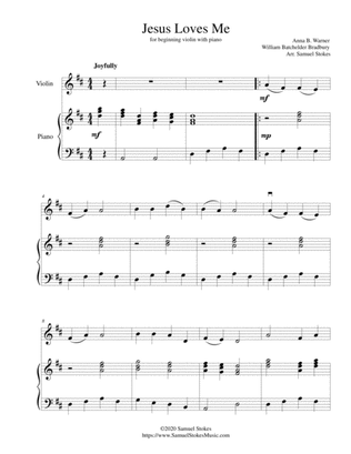 Jesus Loves Me - for beginning violin with optional piano accompaniment