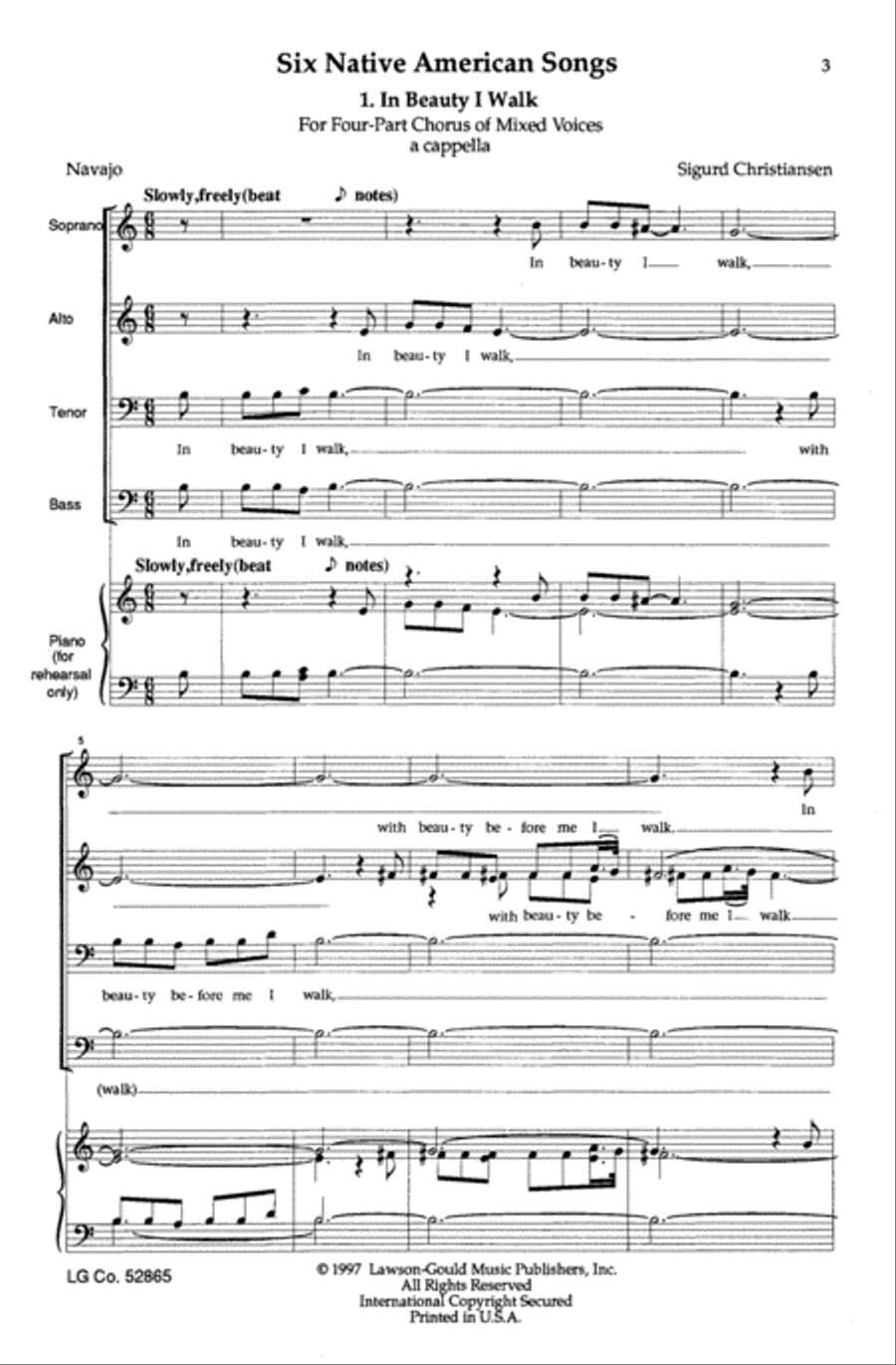 Six Native American Songs Choir scores gallery preview page 1