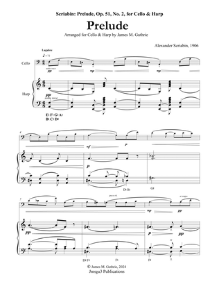 Book cover for Scriabin: Prelude, Op. 51, No. 2 for Cello & Harp