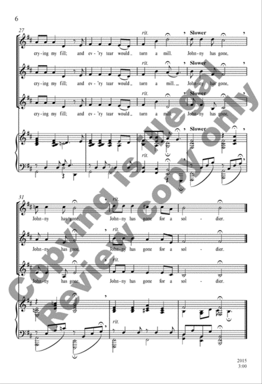 Johnny Has Gone for a Soldier SSA scores gallery preview page 11