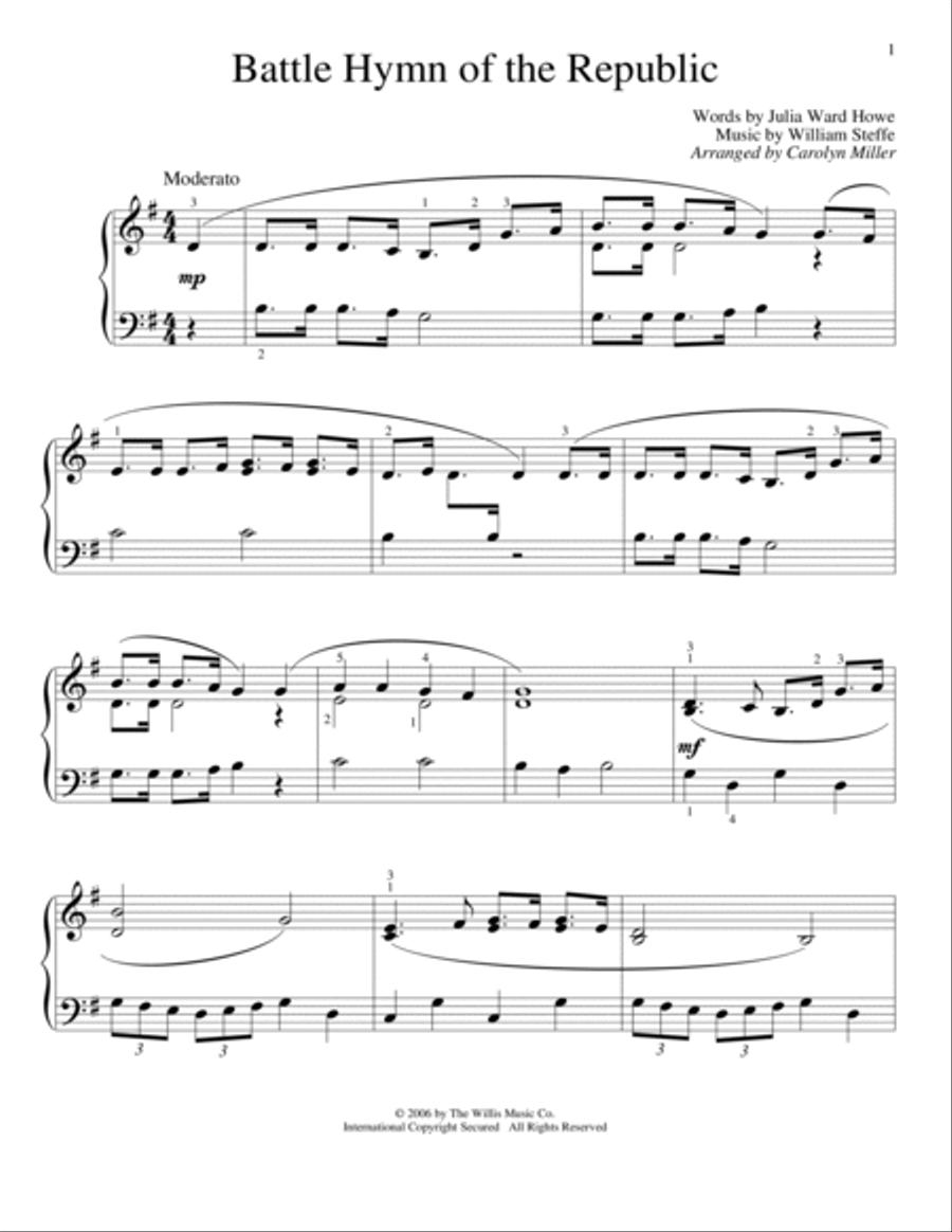 Battle Hymn Of The Republic Piano Method scores gallery preview page 1