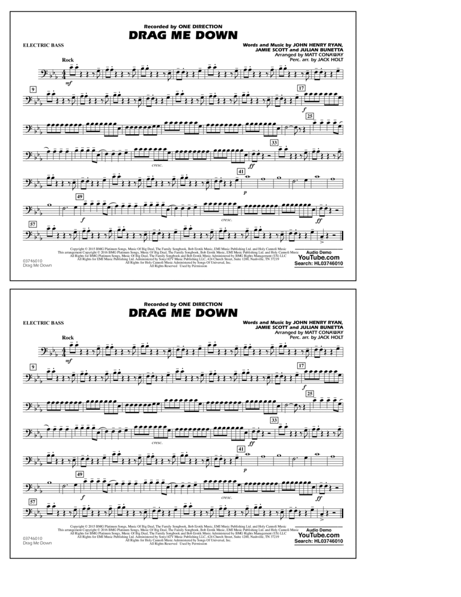 Drag Me Down - Electric Bass