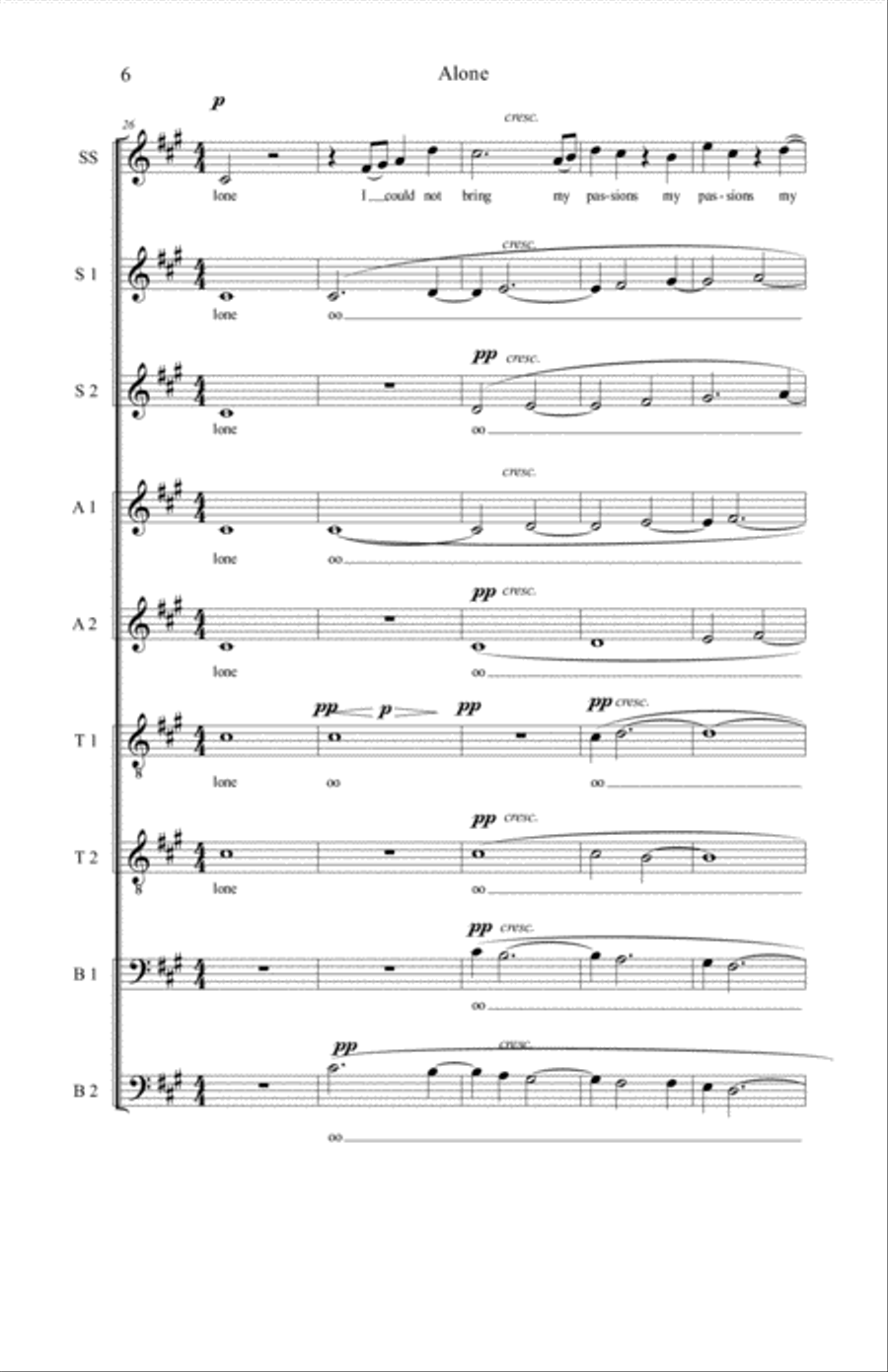 Alone (Edgar Alan Poe) 4-Part scores gallery preview page 6