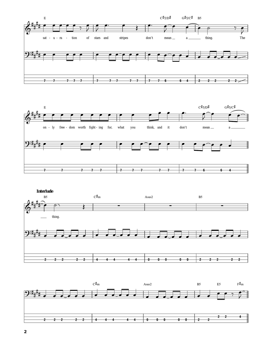 In A Free Land In A Free Land Bass Guitar Tablature scores gallery preview page 2
