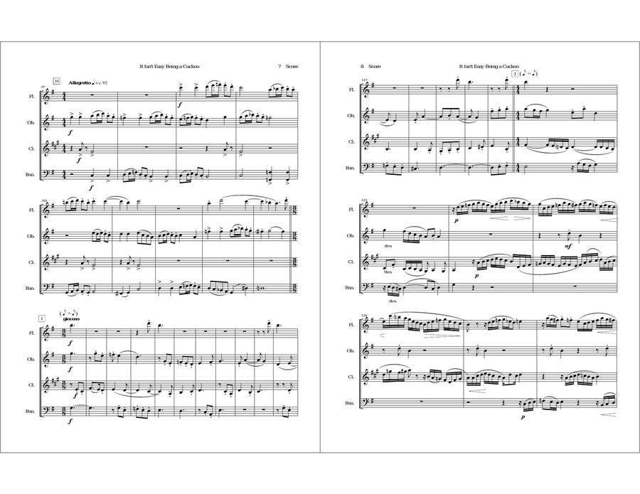 It Isn't Easy Being a Cuckoo for Woodwind Quartet Woodwind Quartet scores gallery preview page 4