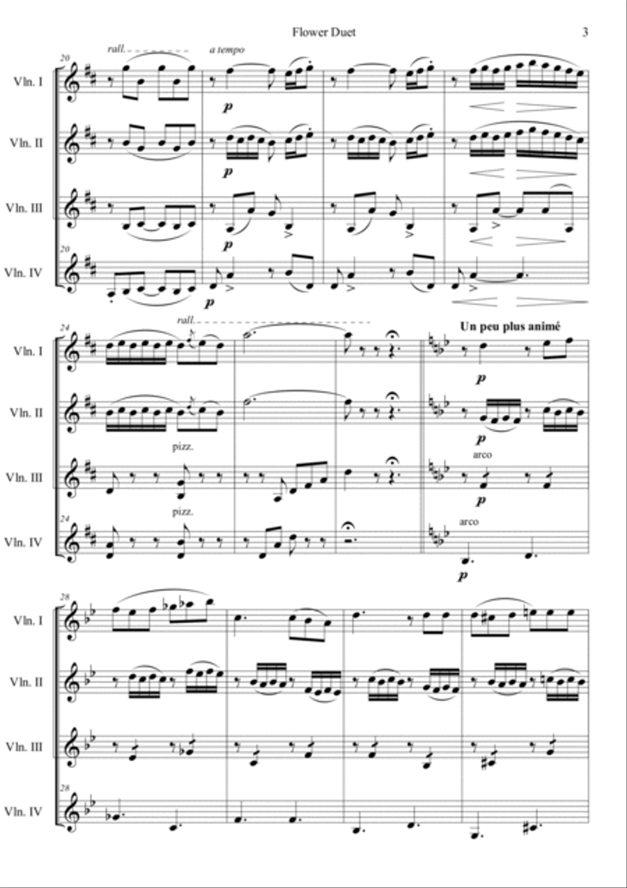 Flower Duet (from Opera Lakme) in D Major Violin scores gallery preview page 3