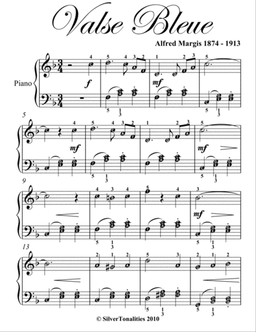 Valse Bleue Easy Piano Sheet Music