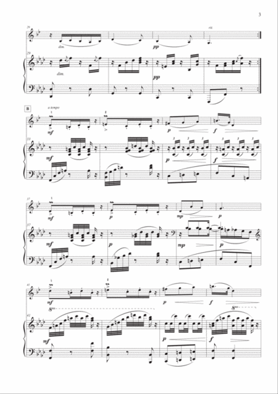 Slavonic Dance Op. 72 No. 2 for Clarinet and Piano B-Flat Clarinet scores gallery preview page 3