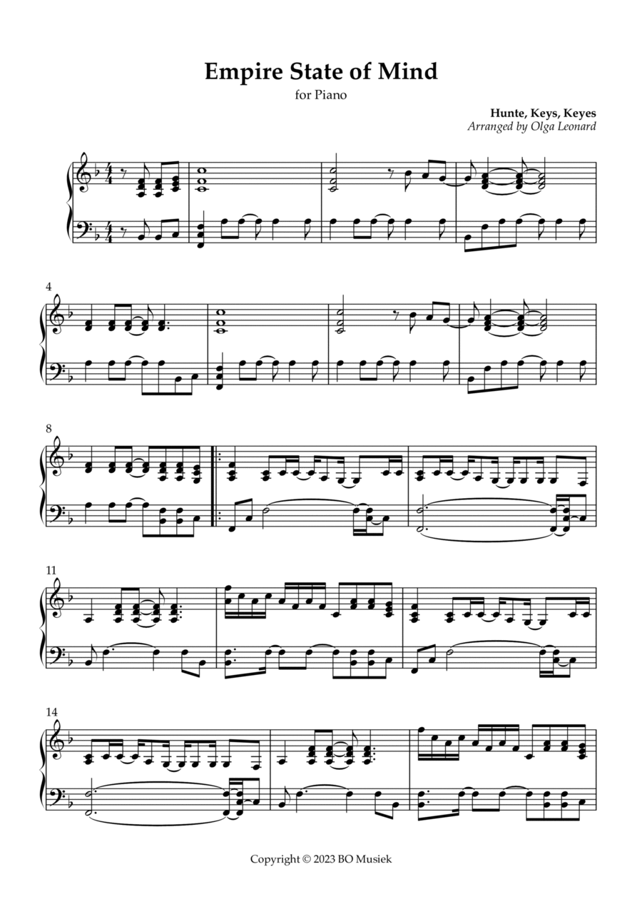 Empire State Of Mind Piano Solo scores gallery preview page 1