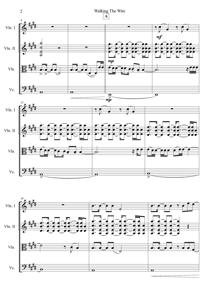 Walking The Wire String Quartet scores gallery preview page 2