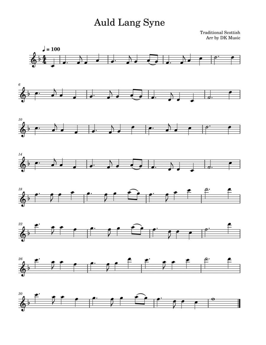 Auld Lang Syne - Violin Solo Violin Solo scores gallery preview page 1