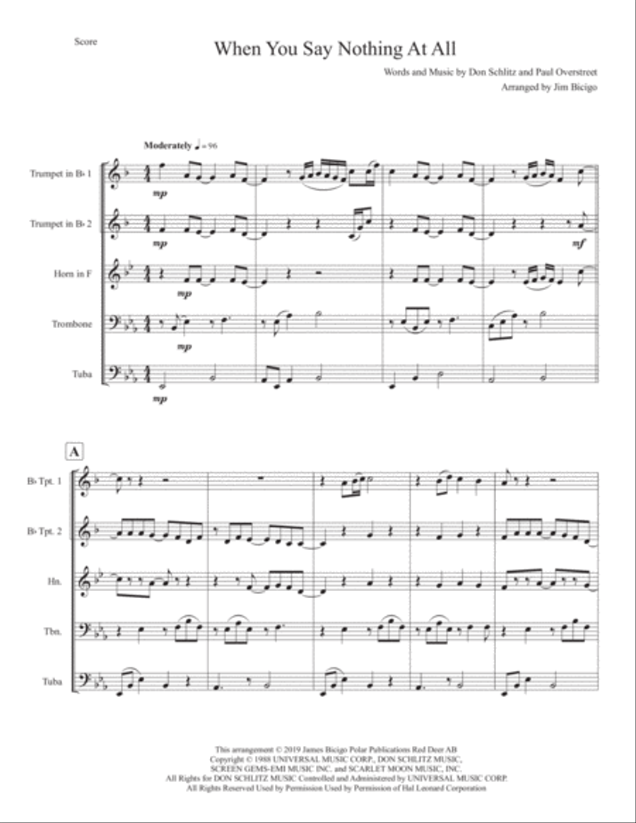 When You Say Nothing At All Horn scores gallery preview page 1