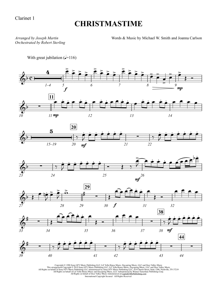 Christmastime (arr. Joseph M. Martin) - Bb Clarinet 1