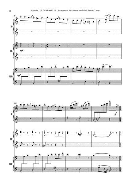 PAGANINI - La Campanella - 1 piano 6 hands, score and parts image number null