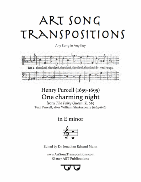 PURCELL: One charming night (transposed to E minor)