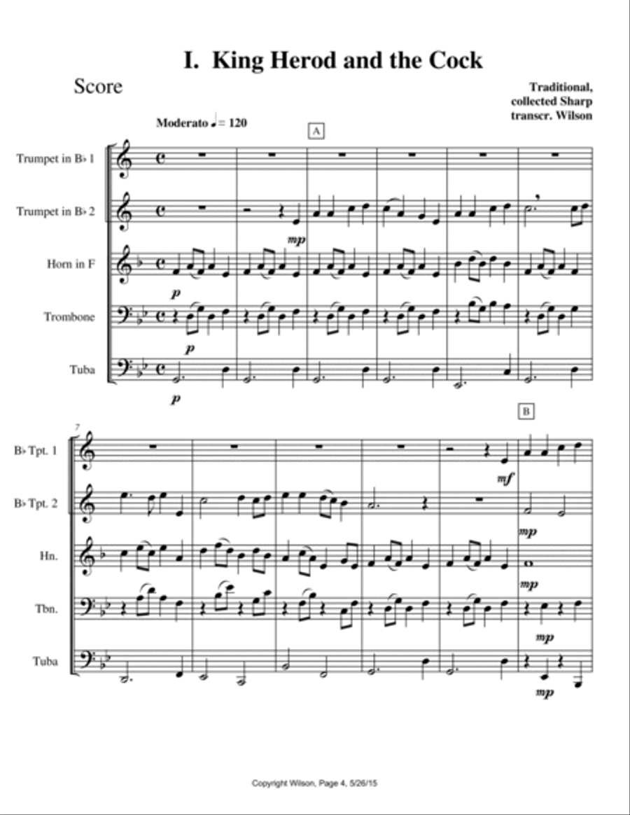 English Folk-Carols, Cecil J. Sharp Collection Brass Quintet scores gallery preview page 4