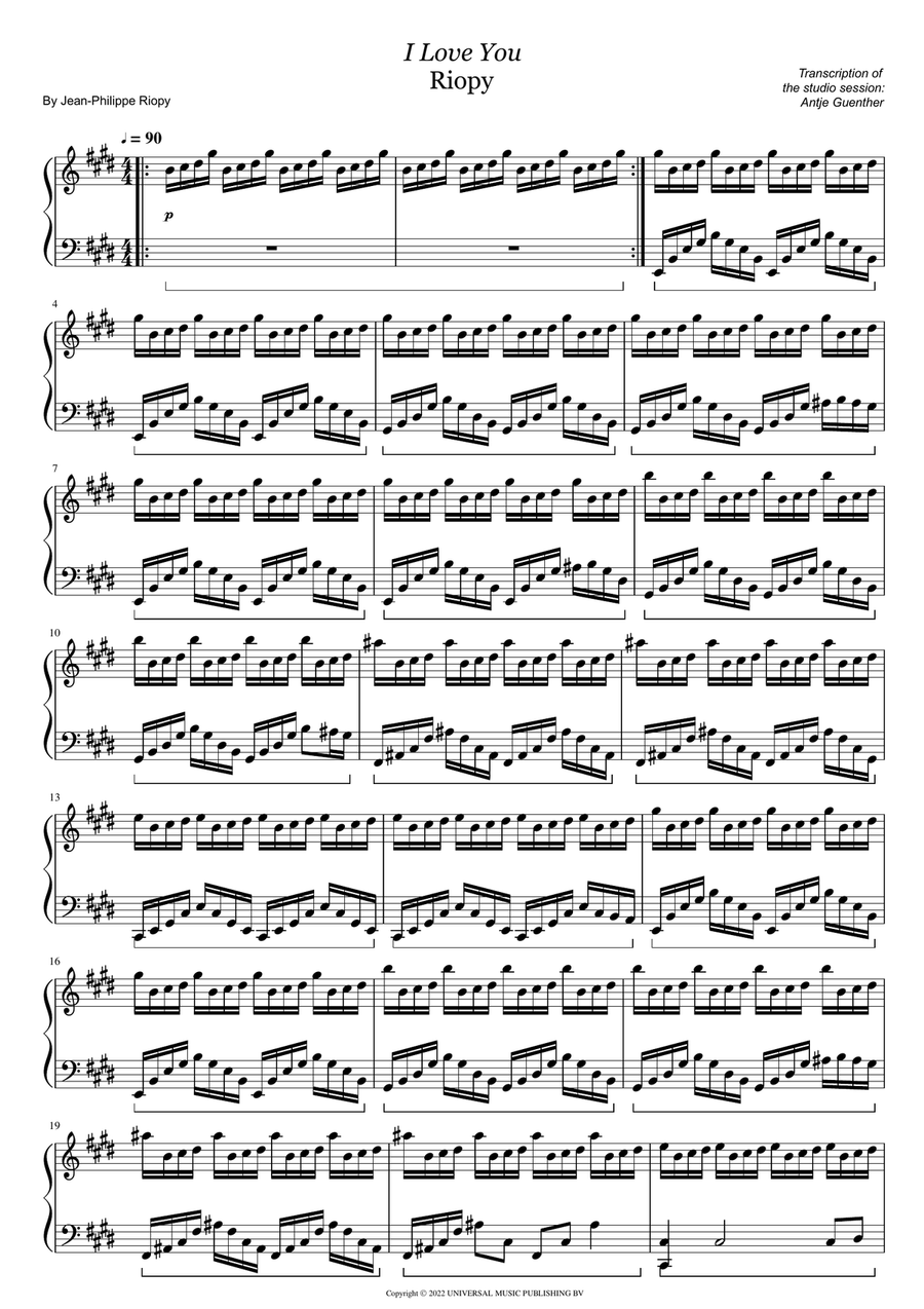 I Love You Piano Solo scores gallery preview page 1