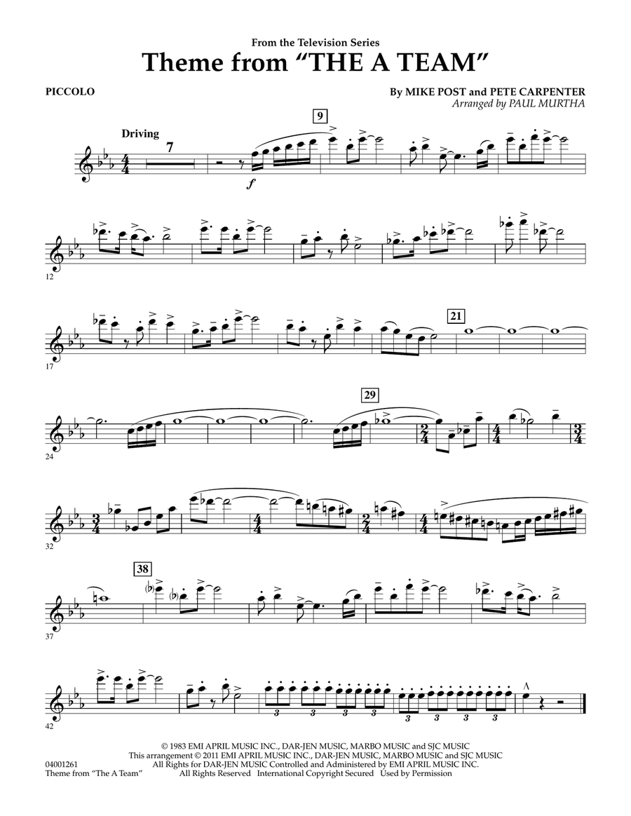 Theme from The A-Team - Piccolo Concert Band scores gallery preview page 1
