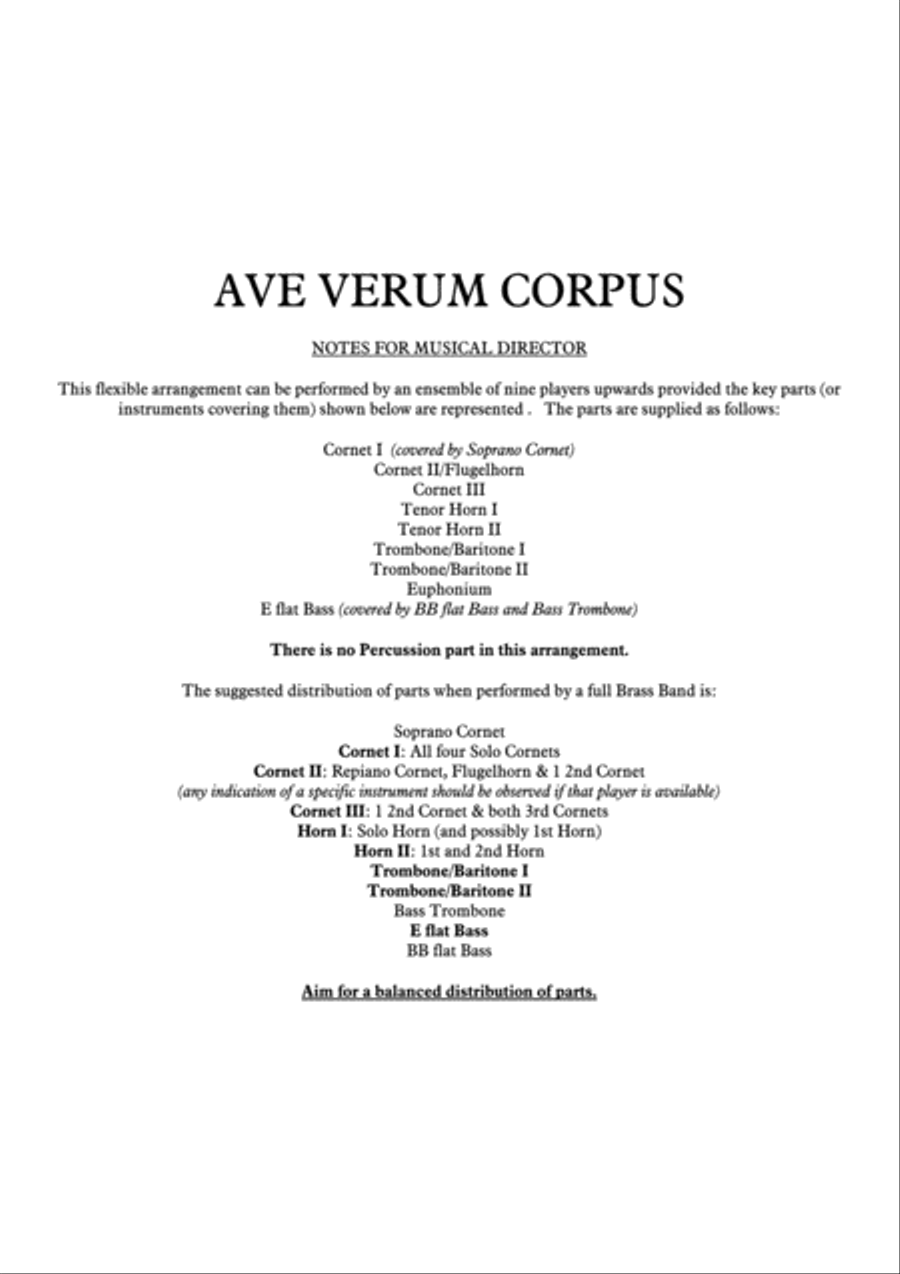 AVE VERUM CORPUS (Mozart) - Score only Brass Ensemble scores gallery preview page 2
