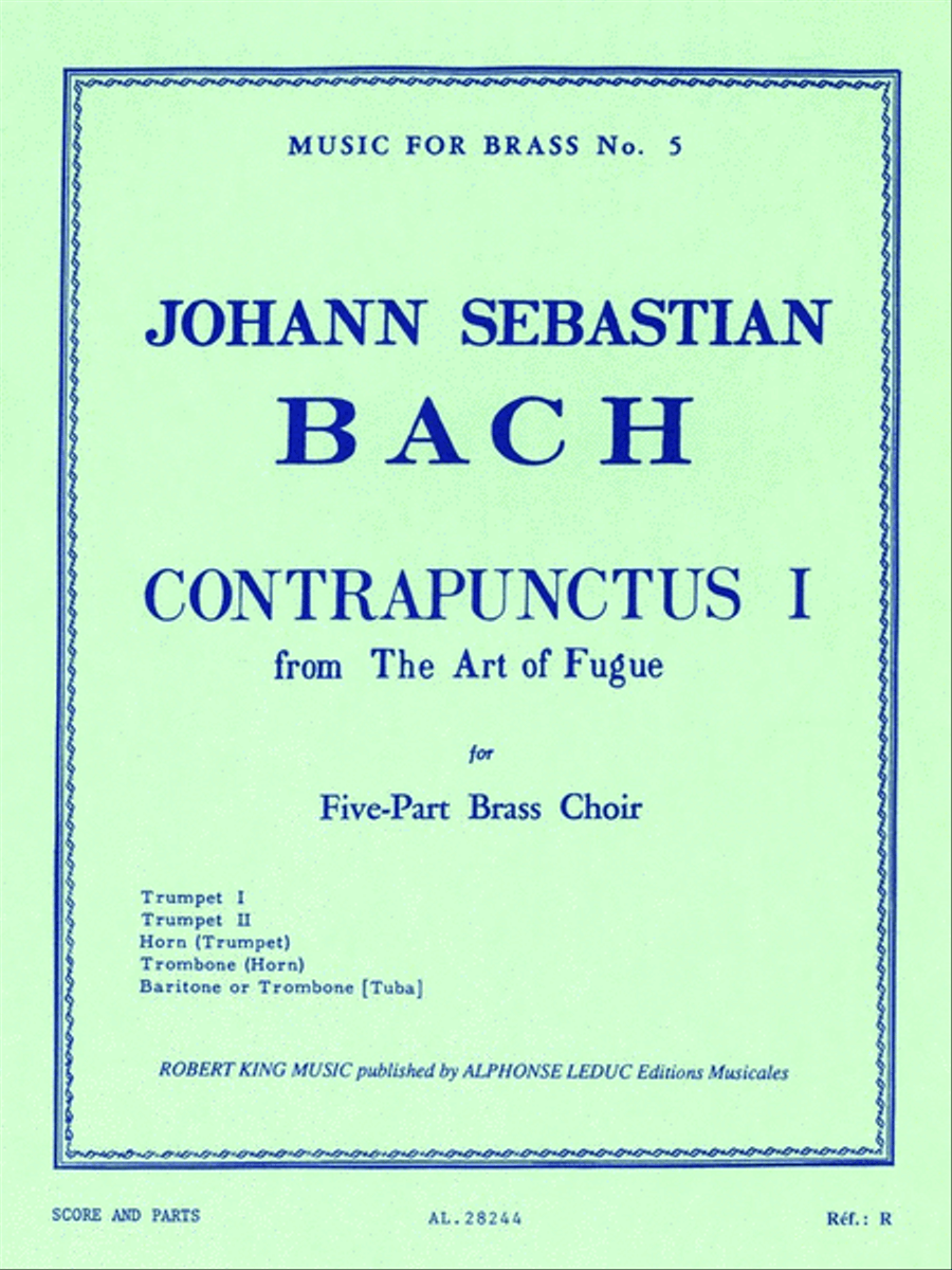 Bach Js King Art Of Fugue Contrapunctus 1 Brass Quintet Mfb005 Sc/pts Brass Quintet scores gallery preview page 1