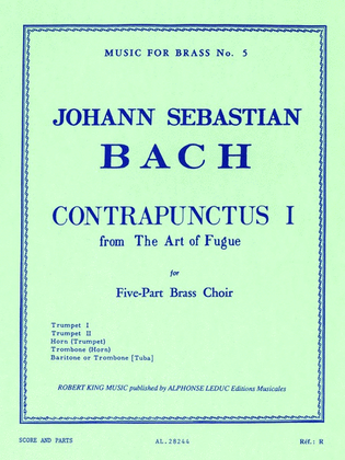 Book cover for Bach Js King Art Of Fugue Contrapunctus 1 Brass Quintet Mfb005 Sc/pts