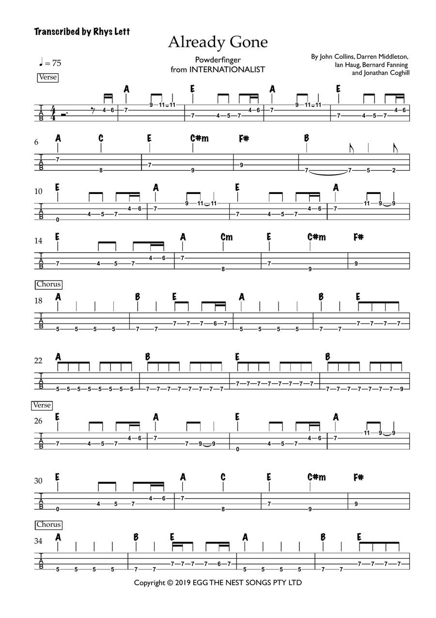 Already Gone Guitar Tablature scores gallery preview page 1