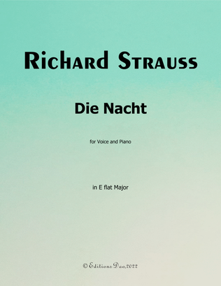 Book cover for Die Nacht, by Richard Strauss, in E flat Major