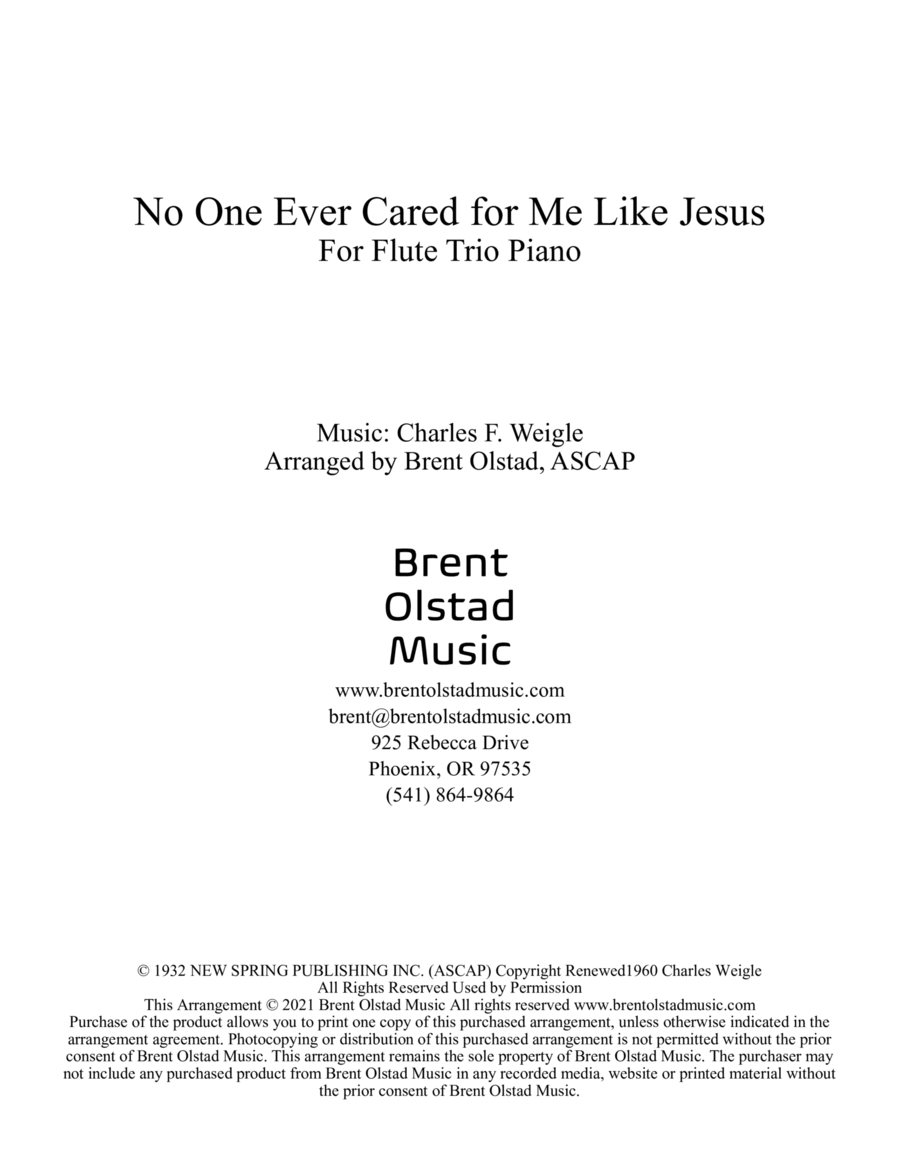 No One Ever Cared For Me Like Jesus Flute Solo scores gallery preview page 1