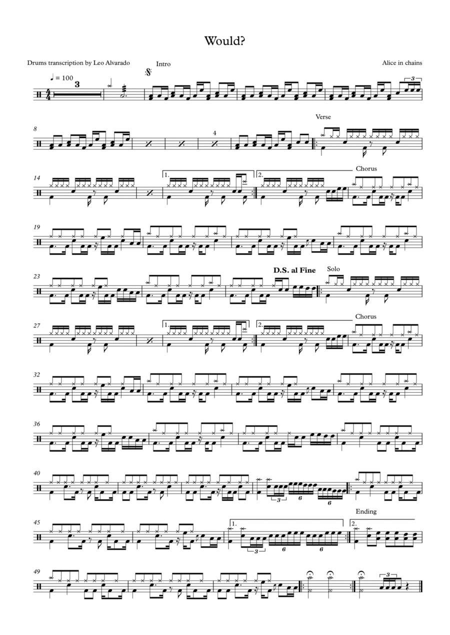 Would? Would? Drum Set scores gallery preview page 1