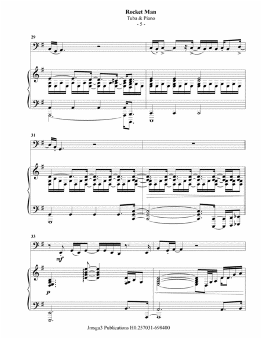 Rocket Man (I Think It's Gonna Be A Long Long Time) Piano scores gallery preview page 6