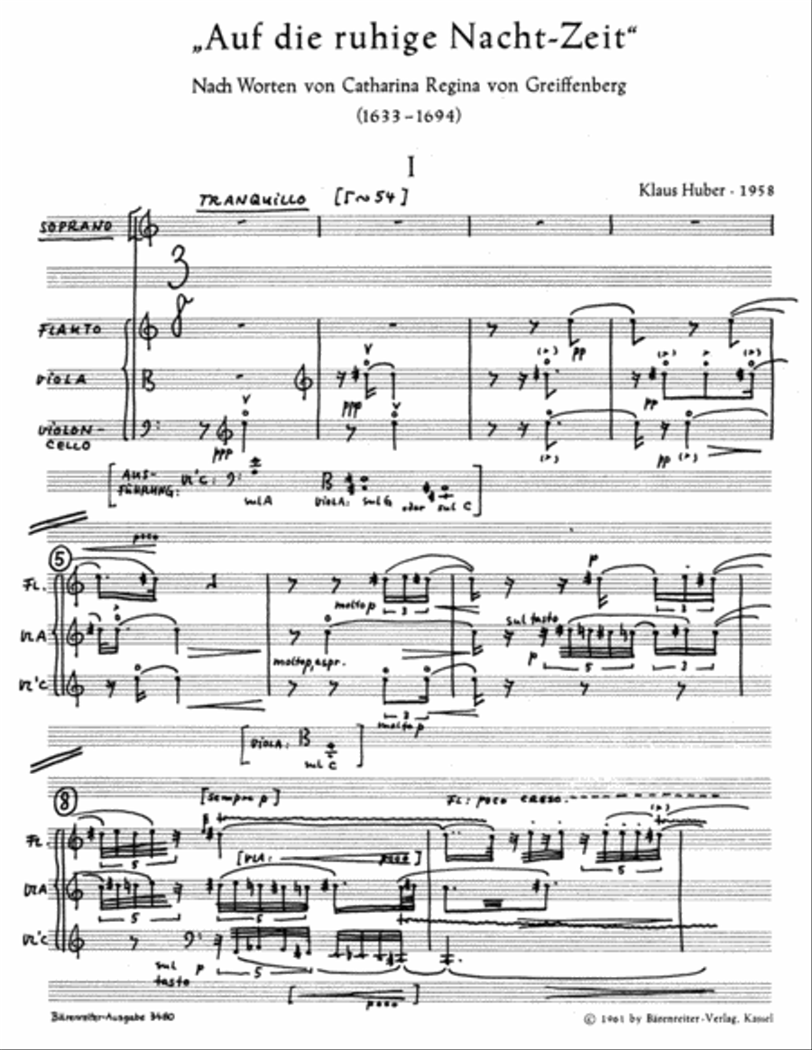 Auf die ruhige Nachtzeit for Solo Voice and Instruments Flute scores gallery preview page 2
