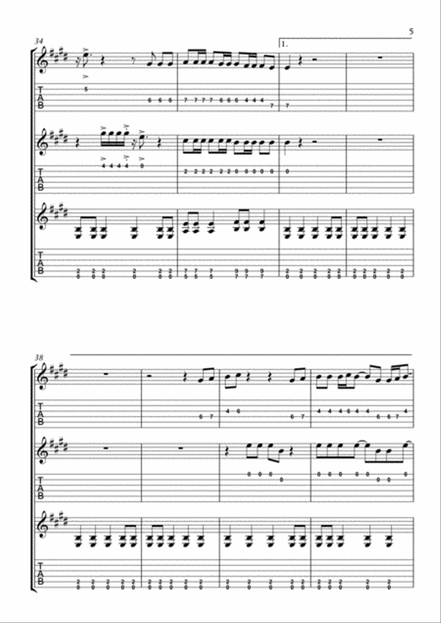 I'm Gonna Be (500 Miles) Guitar Ensemble scores gallery preview page 5