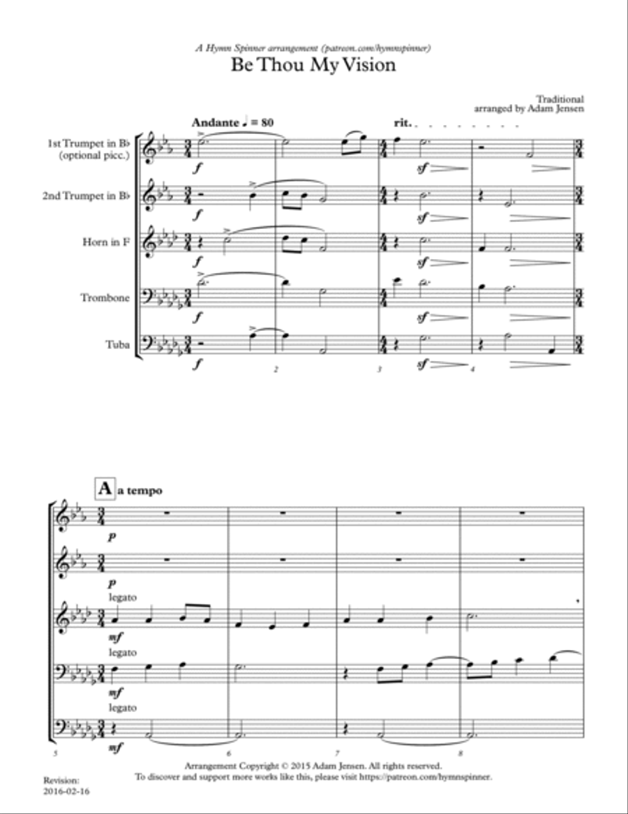Be Thou My Vision Brass Ensemble scores gallery preview page 2