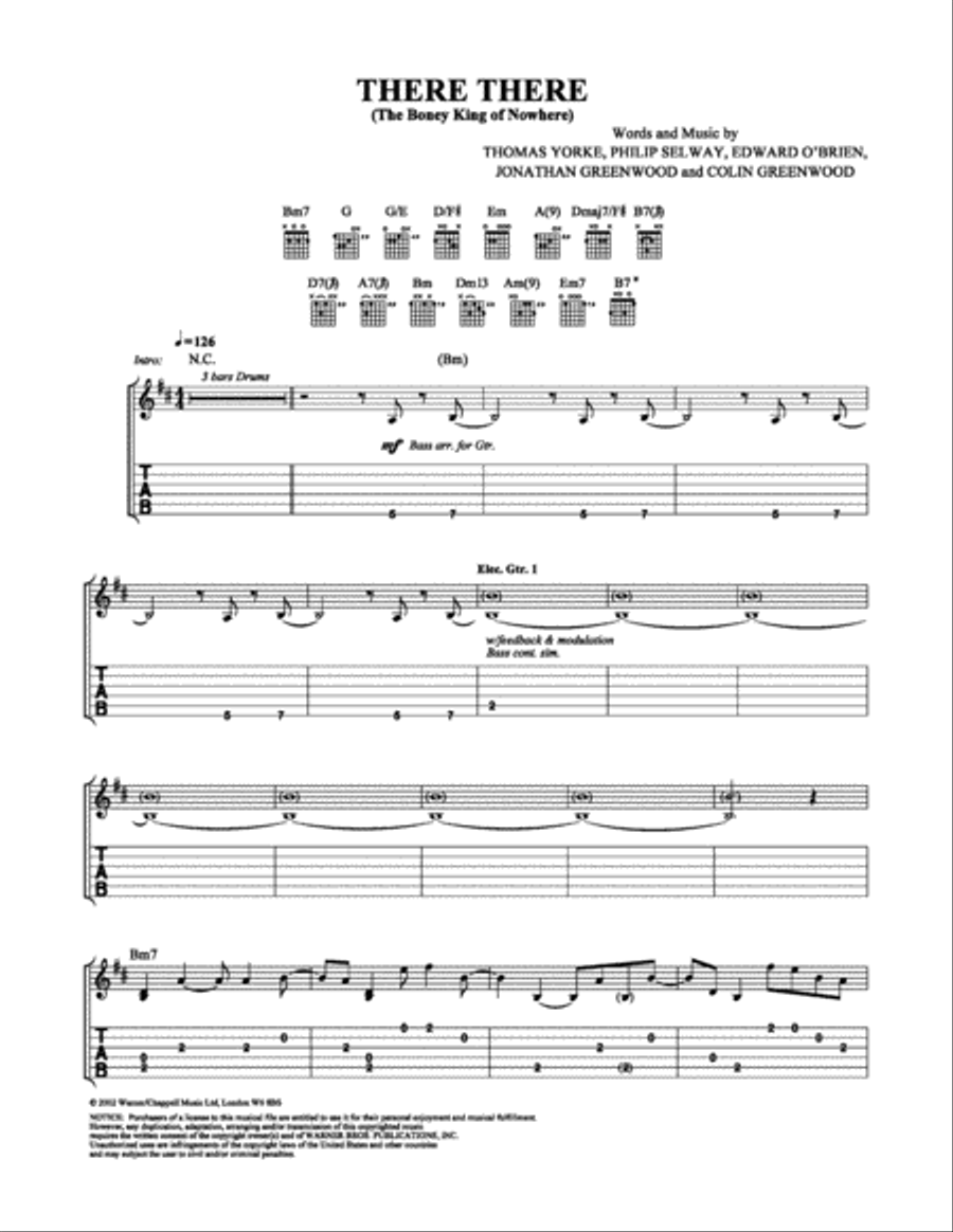 There There Electric Guitar scores gallery preview page 1