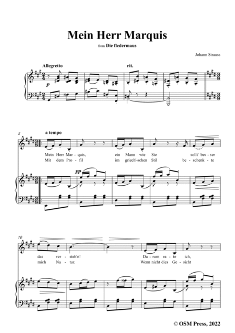 Johann Strauss II-Mein Herr Marquis(Laughing Song),in E Major Johann Strauss II-Mein Herr Marquis(Laughing Song),in E Major Voice scores gallery preview page 3
