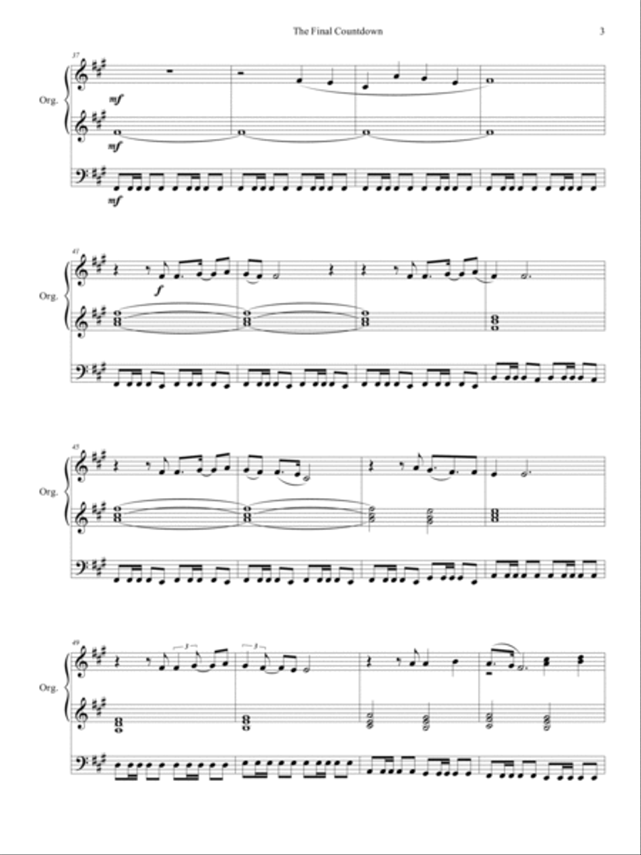 Final Countdown Organ Solo scores gallery preview page 4