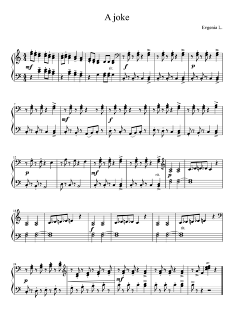 A joke Easy Piano scores gallery preview page 1