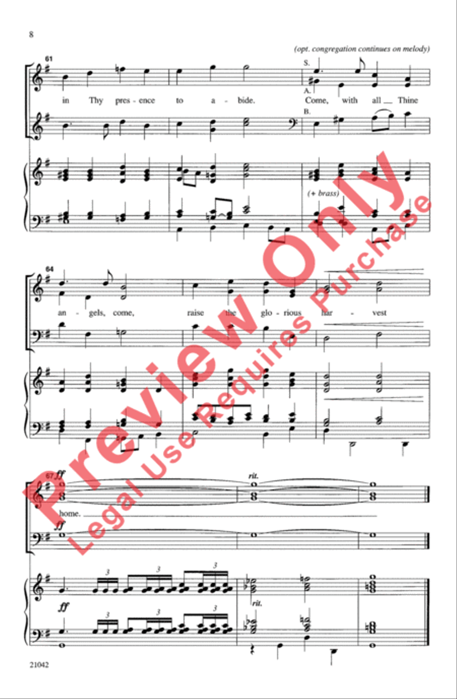 Come, Ye Thankful People, Come 3-Part scores gallery preview page 8
