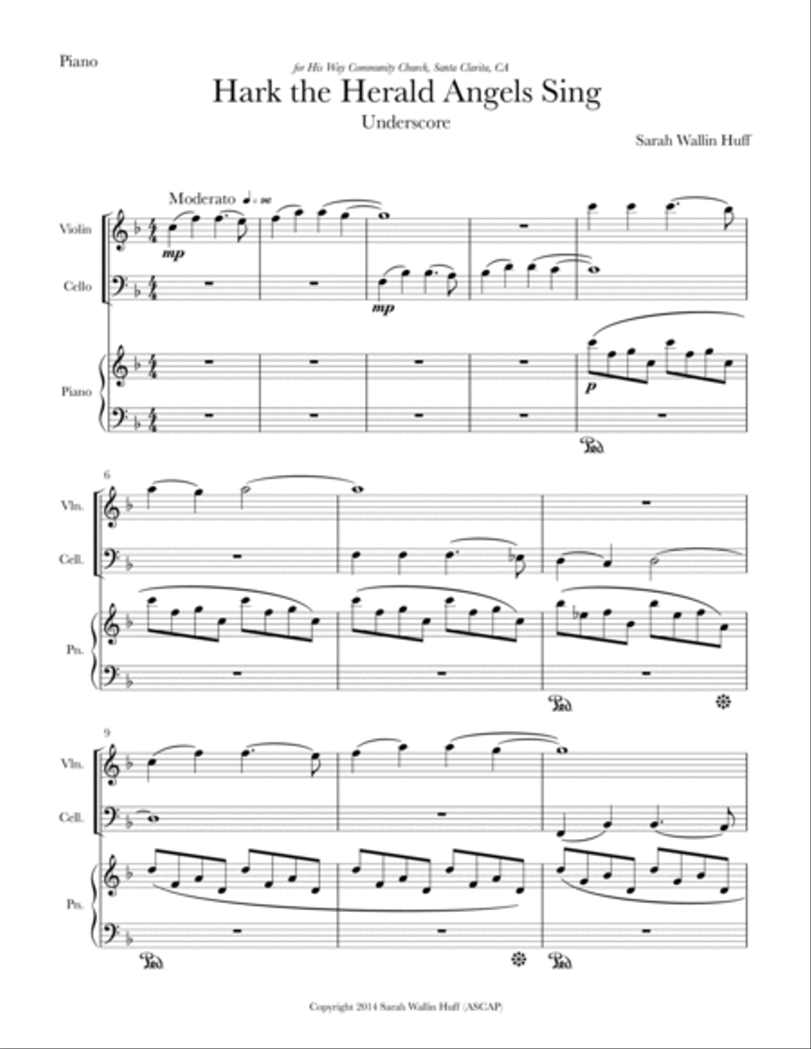 Hark the Herald Angels Sing Piano Trio scores gallery preview page 4