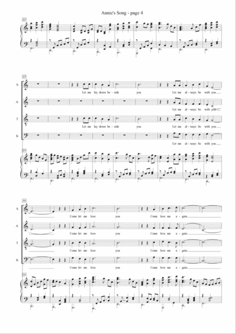 Annie's Song Annie's Song 4-Part scores gallery preview page 4