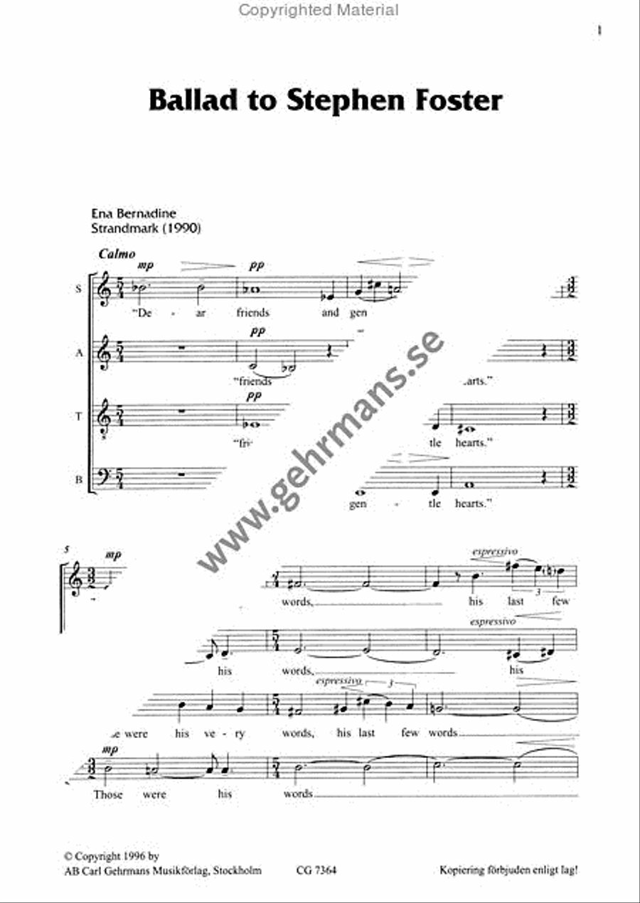 Ballad to Stephen Foster 4-Part scores gallery preview page 2