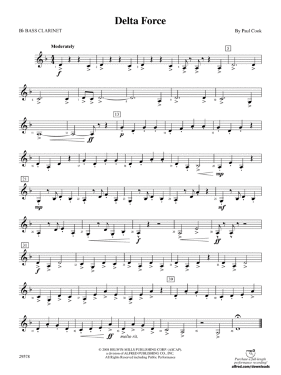 Delta Force: B-flat Bass Clarinet Concert Band scores gallery preview page 1